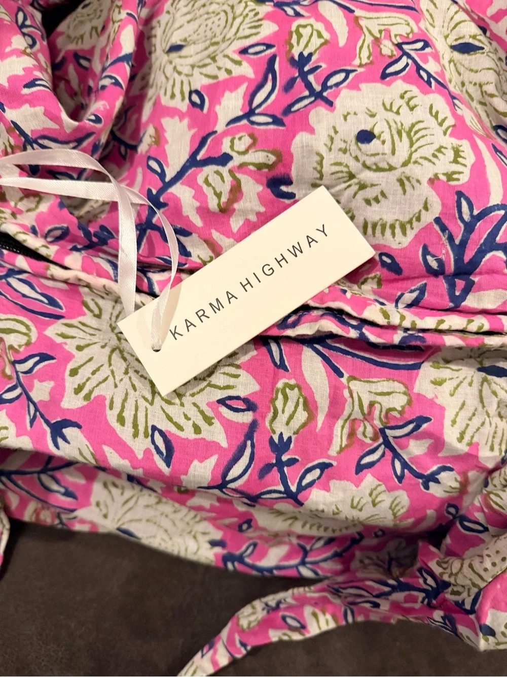 Pink Floral Canvas Tote Bag - karma Highway Lightweight Everyday Shoulder Bag